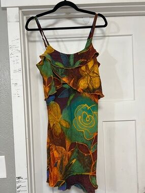 90’s VINTAGE JAMS WORLD ROSE PATH FLORAL MINI DRESS SIZE  MEDIUM